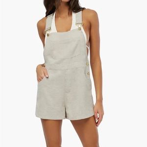 WeWoreWhat basic linen short overalls